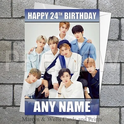 MARTYN & WELLS Stray Kids birthday card. 5x7 inches. Kpop. Personalised card, plus envelope.