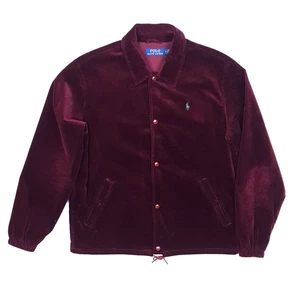 Polo Ralph Lauren Corduroy Jacket Large / Medium Men Snap Button Burgundy Cord - Picture 1 of 17
