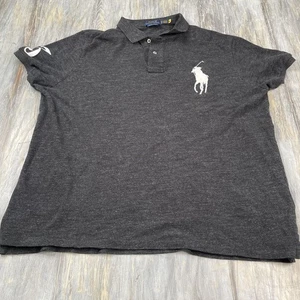 Polo Ralph Lauren Polo Shirt Mens XL Gray Custom Slim Fit Big Pony 3 Rugby - Picture 1 of 3