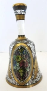 VINTAGE BOHEMIAN ENAMELED GLASS BELL ORNATE DEISGN W/ GOLD #B51 - Foto 1 di 5