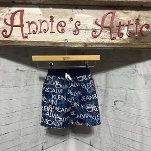 Calvin Klein Swim Trunks, Boys 4T Blue Logo Swim Board Shorts - Picture 1 of 7