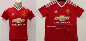 2015-16 Manchester United FA Cup Winners Home Shirt Multi Signed by Legends COA - Picture 1 of 4