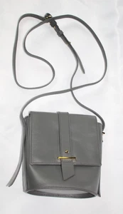 NEW COLE HAAN Gray Genuine Leather Small Bucket Crossbody Bag - Picture 1 of 9
