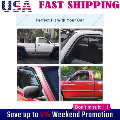 For 1994-2002 Ram 1500/2500/3500 In-Channel Window Vent Visors Sun Rain -US Foto 1 de 4