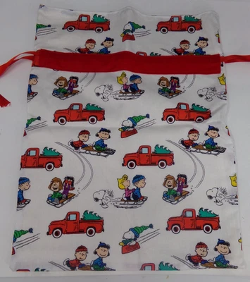 Peanuts/Snoopy ткани на шнурке подарок сумка Рождественский праздник 15-1/2" x 11-3/4" - Изображение 1 из 4
