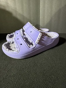 Crocs Classic Cozzzy Purple Sandal Slides Lined Women's 7 Men's 5-Free Ship - Picture 1 of 7