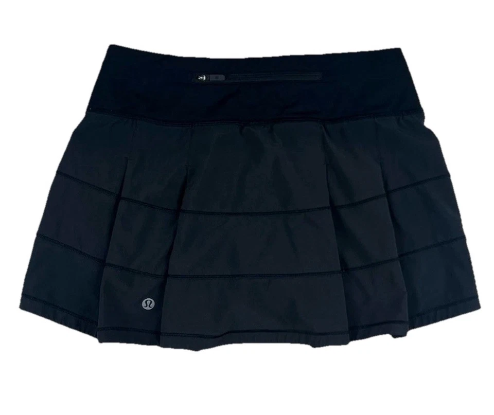 🍒 LULULEMON TALLA 2 NEGRO RITMO RIVAL FALDA FORRO CREMALLERA BOLSILLO W8AB7R TENIS GOLF USADA EN EXCELENTE ESTADO Foto 1 de 4