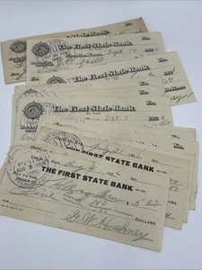 Oberlin Kansas 19 Lot Check Vintage Ephemera The First State Bank 1926 1920s  - Picture 1 of 15