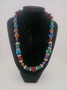 Vintage mehrfarbige Holzperlen Halsketten - Bild 1 von 9