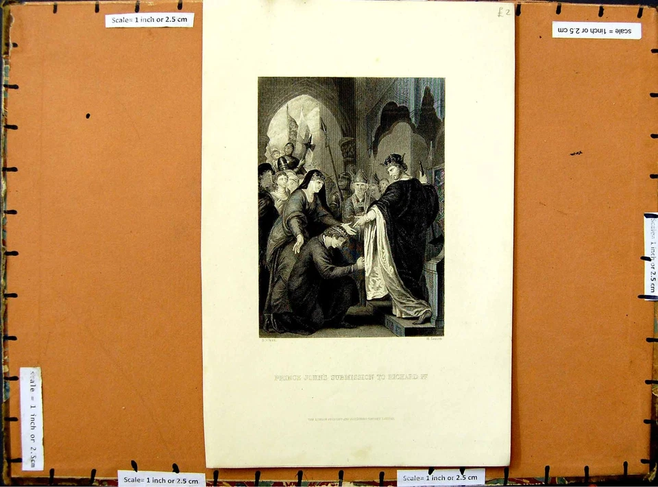 Original Old Antique Print C1800 Prince John Submission King Richard Engraving — 第 1/1 张图片
