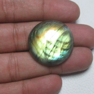 Natural Labradorite Cabochon Round 55.00 Ct Flat back Loose Gemstone H 8548 - Image 1 of 4