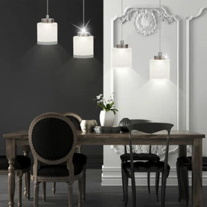 Lampada a Sospensione Plafoniera LED Luce Tavolo da Pranzo 4 Fiamma Vetro - Foto 1 di 8