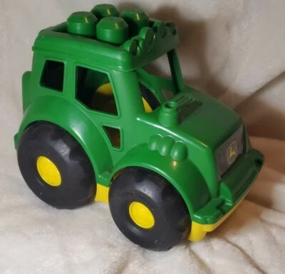 Mega Big Blocks John Deere Tractor Truck Farm Bloks Flip Back Top EUC No Figures - Image 1 of 4