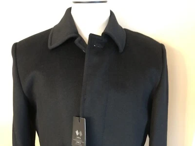 MARC MARTIN NEW MENS WOOL/CASHMERE BLACK PEACOAT SIZE 44R - Image 1 of 4