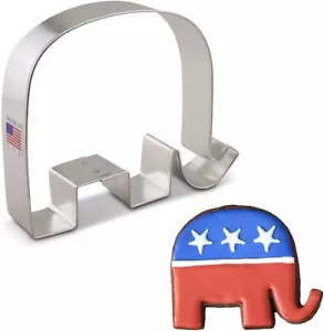 Tagliabiscotti repubblicano Elephant GOP - 4,4 pollici - Ann Clark acciaio stagnato - Foto 1 di 3