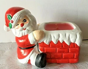 Vintage Weihnachtsmann Weihnachtskerze Made in Taiwan handbemalt unbenutzt Keramik - Bild 1 von 4