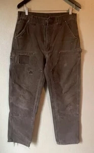 VTG Carhartt B136 DKB Dungaree Fit 32x34 Double Knee Pants DISTRESSED. P522 - Picture 1 of 12