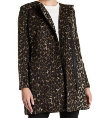 Joe Fresh Leopard Coat, Long-Line Winter Jacket Women’s Med. Soft Furry Texture - Image 1 of 4