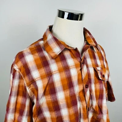 RealTree 2XL Casual Outdoor Shirt Orange Red Plaid Cotton Blend Short Sleeves  - Image 1 of 4