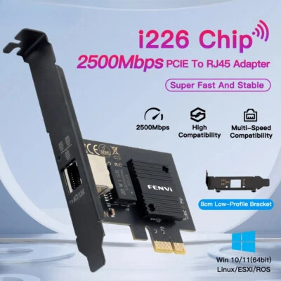 2500Mbps PCI-E To RJ45 Network Card I226 Chip Gigabit Ethernet 100/1000/2500Mbps - Image 1 of 4