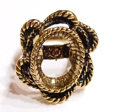 Anillo ajustable floral cuerda retorcida victoriana oro antiguo de 6-18x13 mm Foto 1 de 4