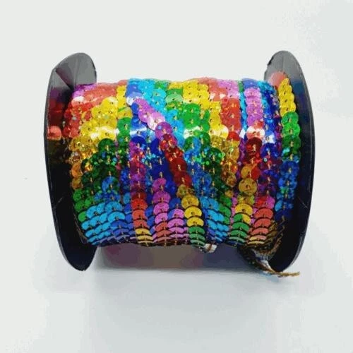 2m string 6mm hologram Rainbow glitter sequin dressmaking trim trimming - Image 1 of 1