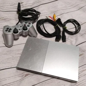 PS2 Satin Silver SCPH 70000 Console Charger Controller Playstation 2 Slim [CC] - Picture 1 of 4