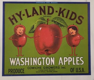 Label Hy Land Kids Apple Cowiche Yakima Washington Green - Picture 1 of 1