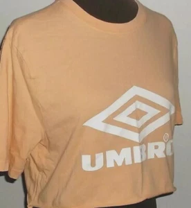Cropped UMBRO TOP M Peach Raw hem Short sleeve T-Shirt crop tee ONLY 99p - Picture 1 of 6