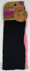 17666 Planet Goody Ouchless Bamboo Headwraps Hair Bands 2ct Black & Pink - Picture 1 of 3