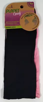 17666 Planet Goody Ouchless Bamboo Headwraps Hair Bands 2ct Black  & Pink - Image 1 of 3