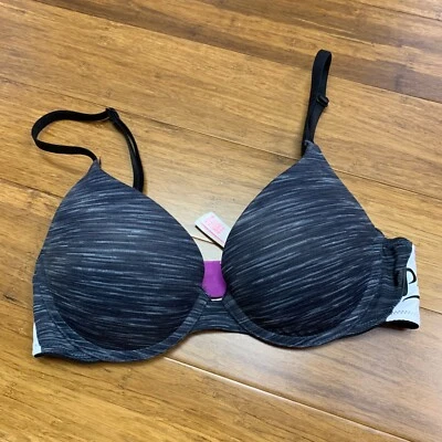 Sujetador push up rosa Victoria's Secret Wear Everywhere para mujer talla 32B negro a rayas Foto 1 de 4