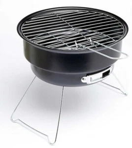 SMALL PORTABLE COMPACT CHARCOAL BARBECUE TRAVEL FOLDING ROUND CAMPING BBQ GRILL - Picture 1 of 2