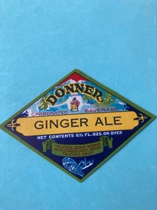 Mint Condition 1920s DONNER GInger Ale Soda Label 6.5 Ozs Truckee, CA. - Picture 1 of 1