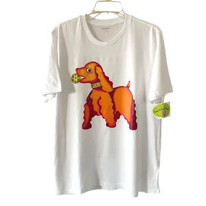 ORIGINAL ART Size Large White PICKLES THE DOG Short Sleeve Pickleball Top NWT - Picture 1 of 6