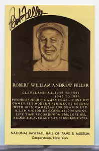 Bob Feller Indians Autographed HOF Museum Postcard w/COA 061824MLCD - Picture 1 of 2
