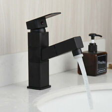 Black Pull Out Spout Bathroom Basin Sink Mixer Faucet Deck Mounted 1 Handle Taps