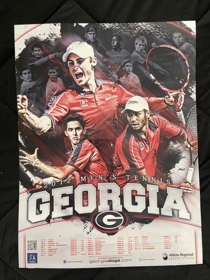 Cartel de tenis para hombres UGA 2012 Georgia Bulldogs calendario de atletas de la NCAA Foto 1 de 4