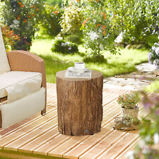 Round Side Table with Wood Grain Finish, Tree Stump Shaped End Table