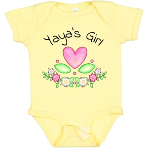 Inktastic Yaya's Girl- Heart Flowers Baby Bodysuit Family Cute Grandma Mimi New - Picture 1 of 9
