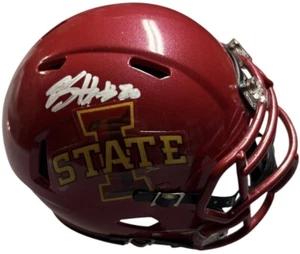 Iowa State Cyclones Breece Hall Signed Mini Helmet Fanatics Certified NY Jets - Picture 1 of 1