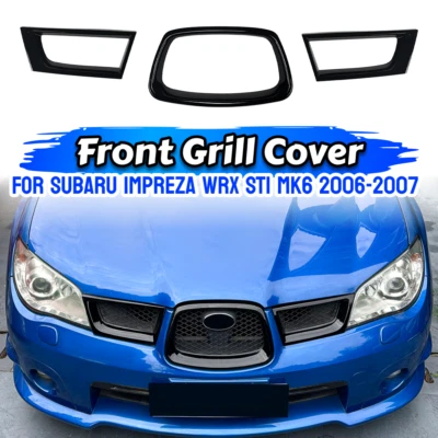 Juego de rejilla de parachoques delantero negro brillante para Subaru Impreza WRX STI MK6 06-07/ Foto 1 de 4