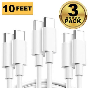 3x USB-C to USB-C Cable Fast Charger Type C Charging Cord Data SYNC 1/3/6/10 Ft - Picture 1 of 19