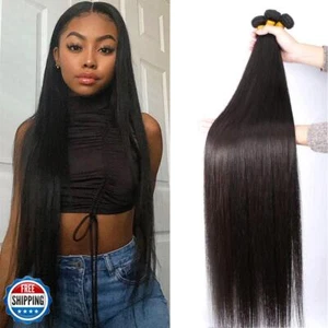 Human Hair Bundles Straight Bundles Human Hair 3 Bundles 100% Unprocessed Bra - Picture 1 of 5