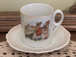 Set piattino tazza bambini Doxie Weiner cane bassotto Baviera vintage CARINO! - Foto 1 di 3