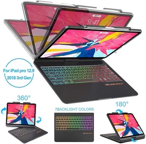 Bluetooth 5.0 Keyboard Case for 2024 iPad Air 13 M2 iPad Pro 11" 12.9" (iOS 13+) - Picture 1 of 16