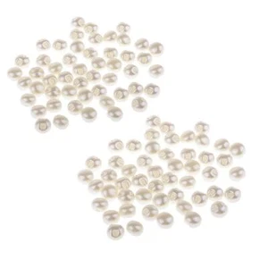 50 Pcs White Plastic Pearl Sewing Buttons For Garment DIY - Picture 1 of 15