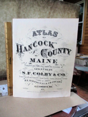 ATLAS, HANCOCK County, ME,Maine, 1881 Reproducción, 15 1/2" x 12", 62 páginas Foto 1 de 2