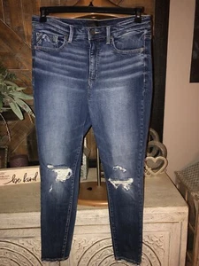 Jeans ajustados al tobillo negros con hebilla para mujer estilo n.º 75 desgastados 30x27 tiro alto - Imagen 1 de 11