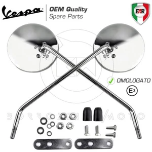 COPPIA SPECCHIETTI CROMATI FAR VESPA PX 125 150 200 - 50 SPECIAL R L N - PK S XL - Foto 1 di 4